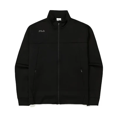 FILA SS22 Black Solid Logo Stand Collar Long Sleeve Jacket FS2FTE3201M-BLK