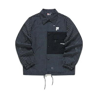 FILA SS22 Blue Plaid Single-Breasted Shirt Jacket F11M149701F-ZA