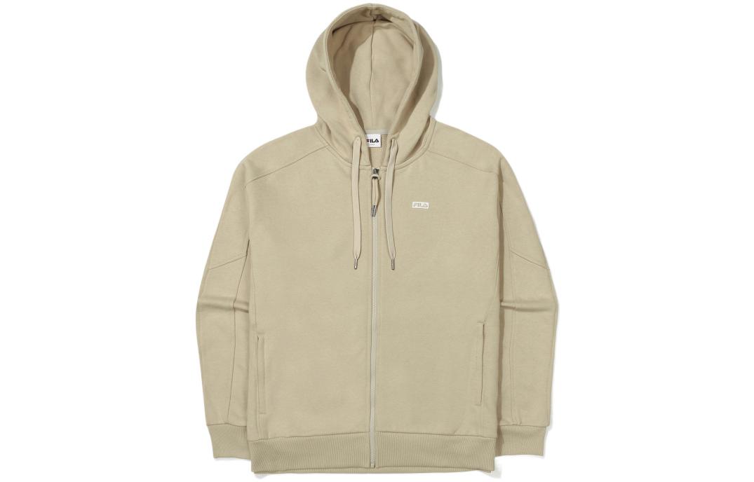 FILA SS22 Embroidered Logo Zip Hoodie Unisex Light Brown FS2FTE3103X-BEG
