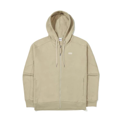FILA SS22 Embroidered Logo Zip Hoodie Unisex Light Brown FS2FTE3103X-BEG