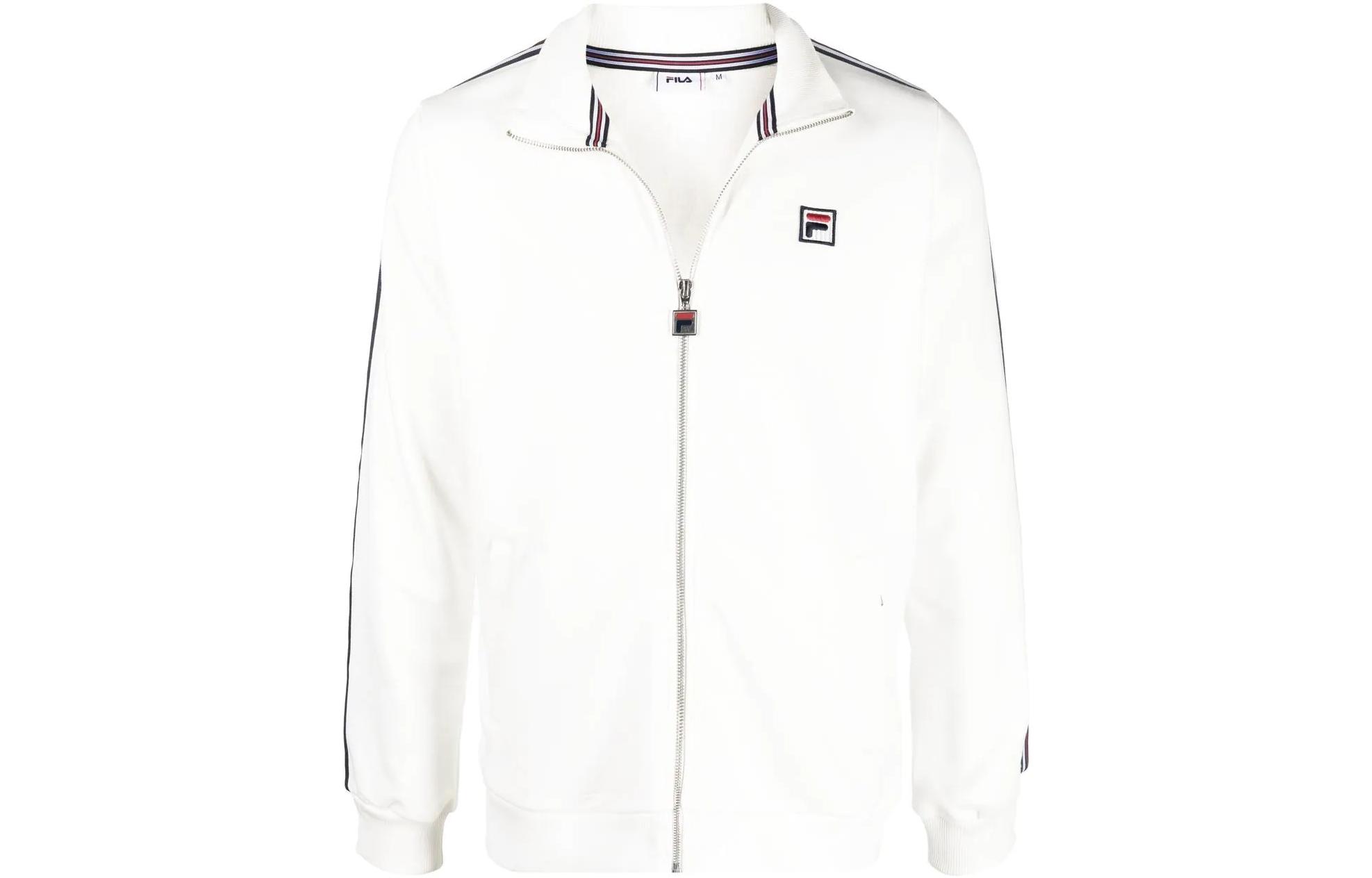 FILA SS22 White High-Neck Jacket with Solid Logo Patch FAM0223