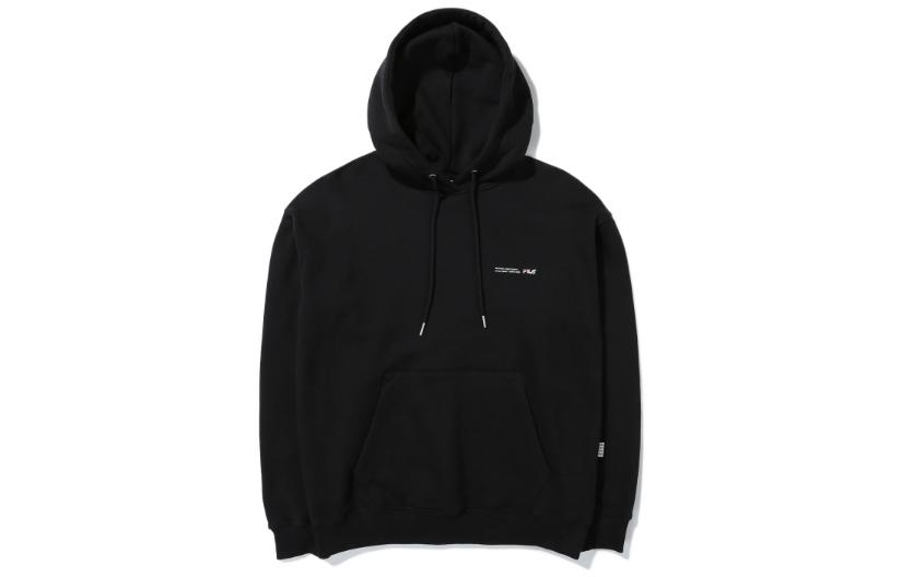 FILA SS23 Black Solid Color Hoodie with Drawstring and Long Sleeves FE2POE5101X-BLK