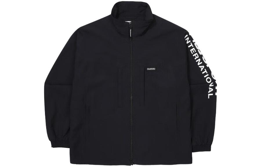 FILA SS23 Black Solid Zipper Letter Print Jacket FS2JKF1131X-BLK