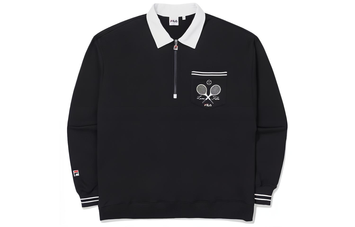FILA SS23 Half-Zip Pattern Pullover Sweatshirt Unisex Navy Blue FS2POE3302X-INA
