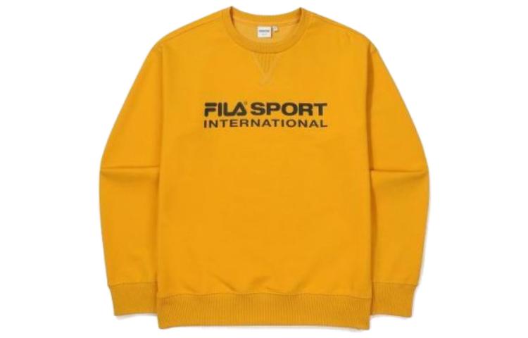 FILA SS23 Letter Print Crewneck Long Sleeve Pullover Sweatshirt Yellow Unisex FS2POF1131X-GDY