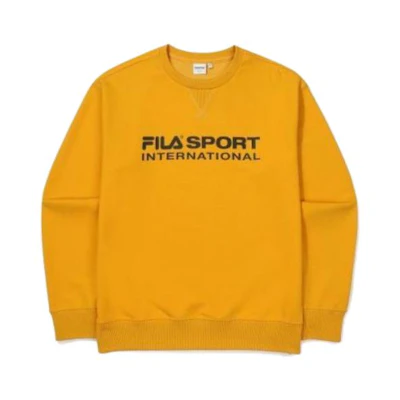 FILA SS23 Letter Print Crewneck Long Sleeve Pullover Sweatshirt Yellow Unisex FS2POF1131X-GDY