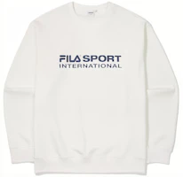 FILA SS23 Letter Print Pullover Sweatshirt Unisex White FS2POF1131X-OWH FILA SS23 Letter Print Pullover Sweatshirt Unisex White FS2POF1131X-OWH