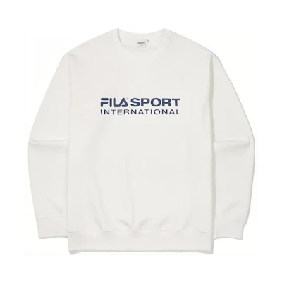 FILA SS23 Letter Print Pullover Sweatshirt Unisex White FS2POF1131X-OWH