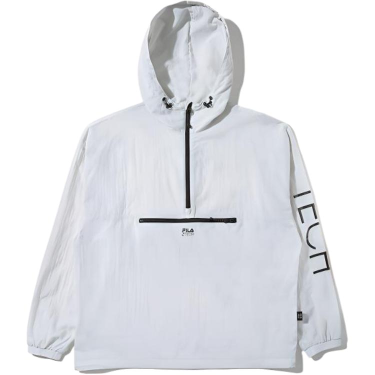 FILA SS23 Logo Embroidered Half-Zip Hoodie Unisex Light Gray FE2JKD5104X-WGY
