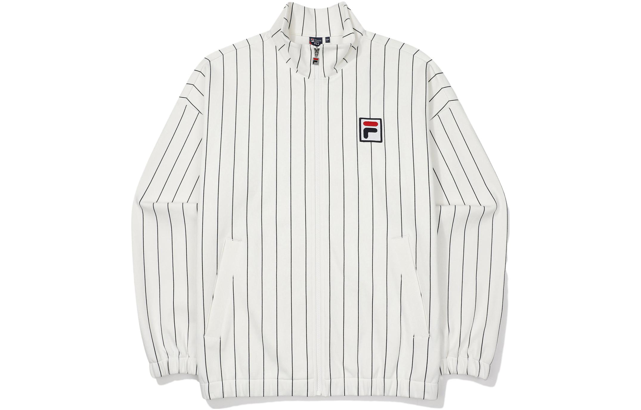 FILA SS23 Logo Print Striped High-Neck Long-Sleeve Jacket Unisex White FS2FTF1311X-BOW