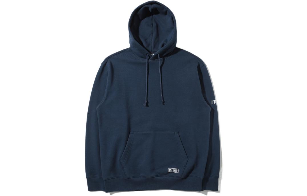 FILA SS23 Navy Blue Solid Logo Pullover Hoodie Unisex Casual Sweatshirt FE2POD5101X-NAY