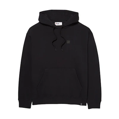 FILA SS24 Apex Unisex Black Hoodie - Solid Color Casual Long-Sleeve Top LU41E626-001