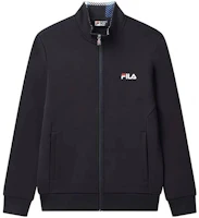 FILA Stand Collar Knit Straight Logo Print Jacket F51M348532ANV FILA Stand Collar Knit Straight Logo Print Jacket F51M348532ANV