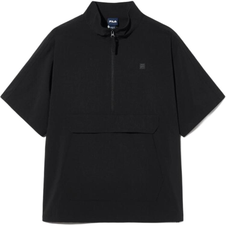 FILA Stand Collar Loose Fit Short Sleeve Jacket Unisex Black FS2JKH2101U-BLK