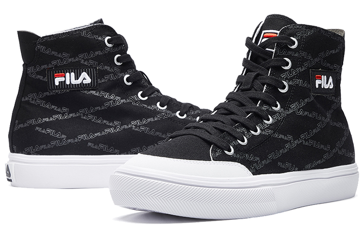 Shop FILA STRADA高帮帆布鞋 黑色 F12M034412FBK