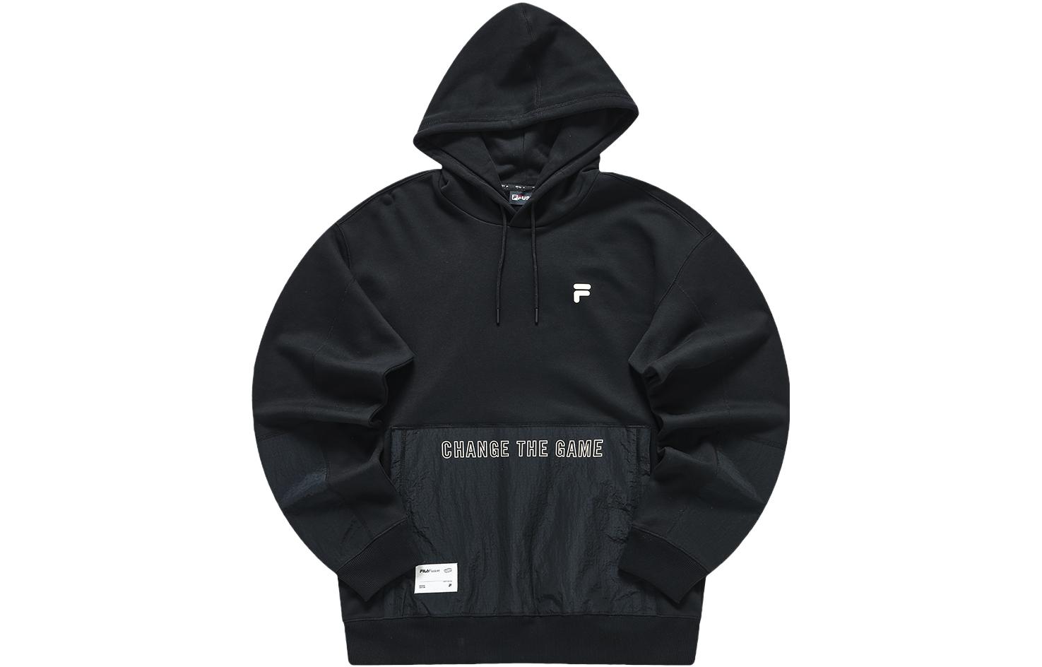 FILA Street Sport Black Knit Hoodie with Letter Print Design T11M311212F-BK