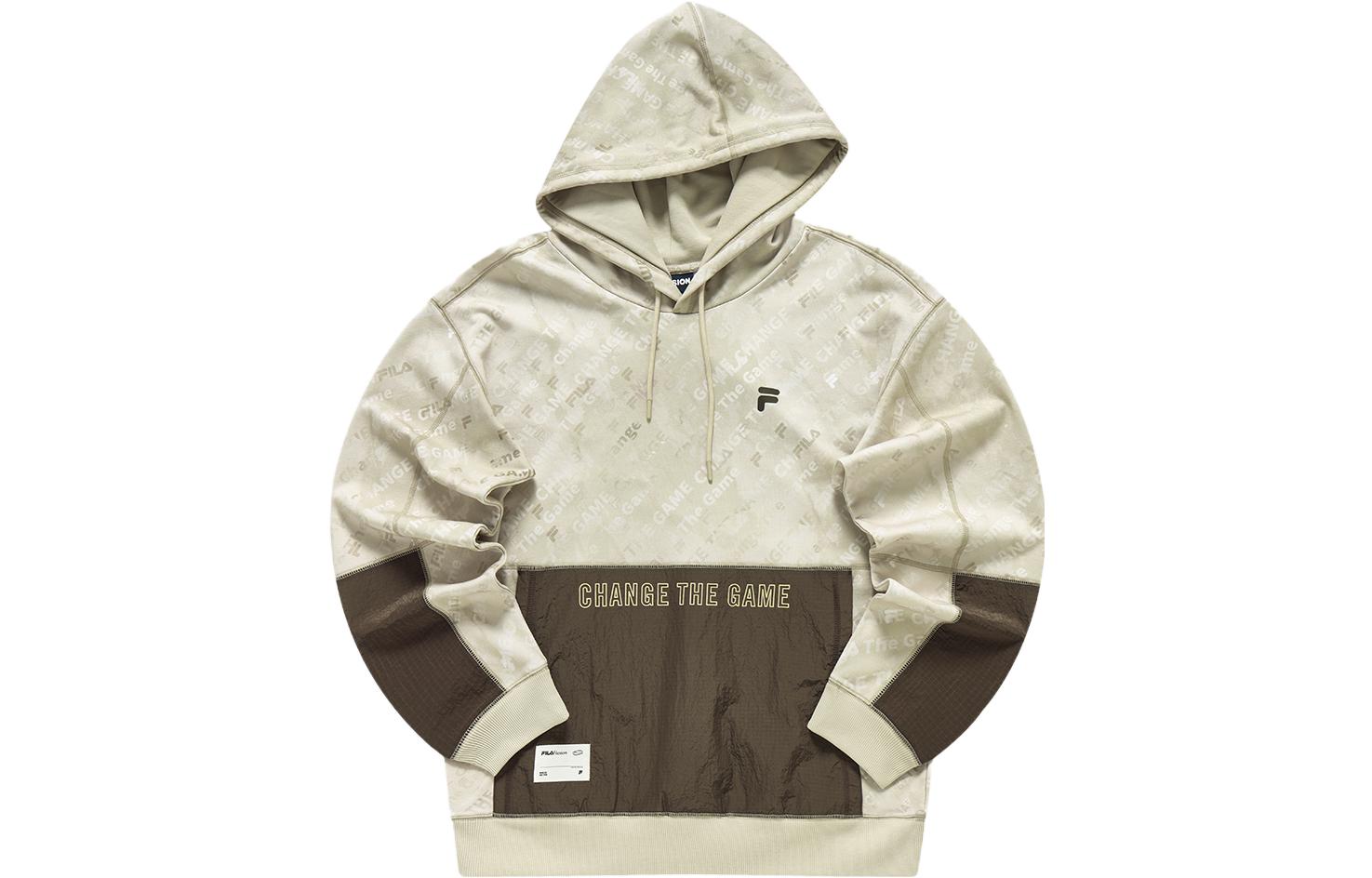 FILA STREET SPORT Colorblock Letter Print Knit Sweatshirt Men’s Apricot T11M311212F-BG