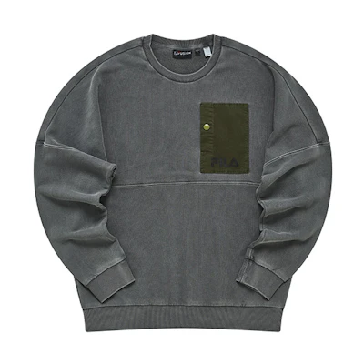FILA Street Sport Colorblock Pocket Pullover Sweatshirt Men’s Black T11M241205F-BK
