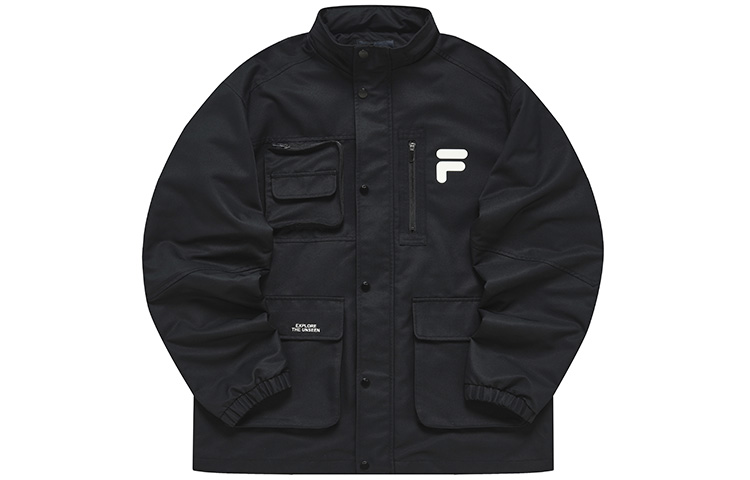 FILA Street Sport Logo Outdoor Casual Woven Jacket - Deep Black T11M241701F-BK