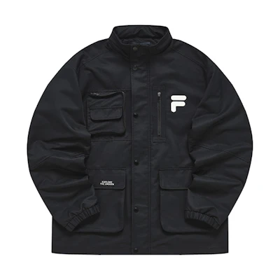 FILA Street Sport Logo Outdoor Casual Woven Jacket - Deep Black T11M241701F-BK