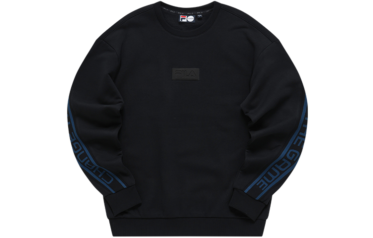 FILA STREET SPORT Logo Patch Crewneck Fleece Sweatshirt Black T11M143215F-BK
