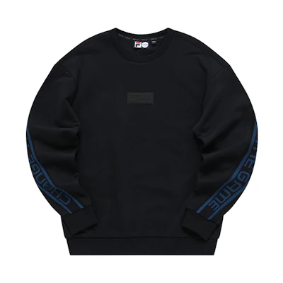 FILA STREET SPORT Logo Patch Crewneck Fleece Sweatshirt Black T11M143215F-BK