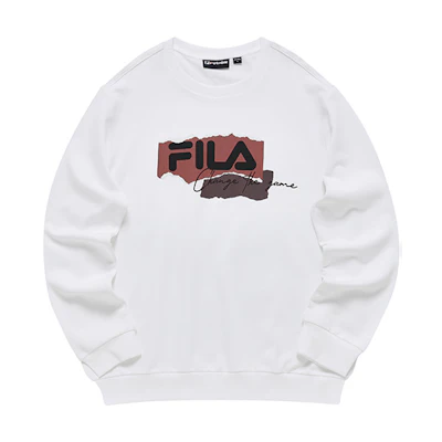 FILA Street Sport Minimalist Logo Printed Knit Crewneck Sweatshirt White T11M241208FWT