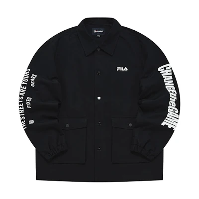 FILA STREET SPORT Oversized Black Lettering Windbreaker Jacket T11M231703F-BK