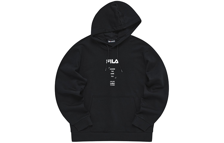 FILA Street Sport Pullover Sweatshirt Black with Letter Print T11M241202F-BK