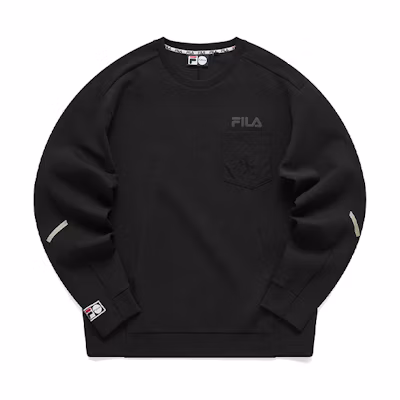 FILA Streetwear Black Pullover Sweatshirt with Pocket - Unisex T11U116202F-BK