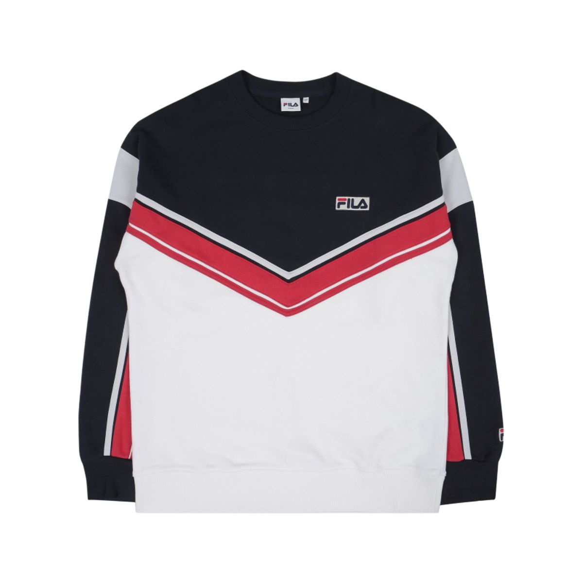FILA Stripe Patchwork Pullover Sweatshirt Unisex Black FS2POC3121X-DRD