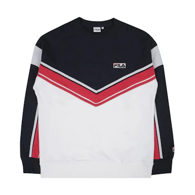 FILA Stripe Patchwork Pullover Sweatshirt Unisex Black FS2POC3121X-DRD