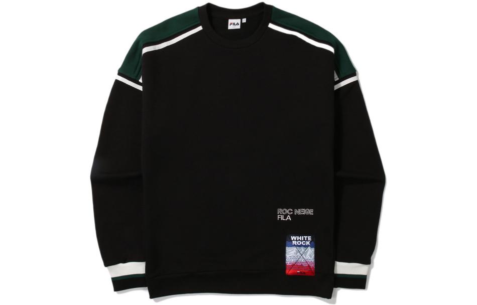 FILA Striped Crewneck Pullover Sweatshirt Unisex Black FS2POE4123X-BLK