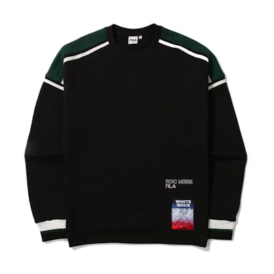 FILA Striped Crewneck Pullover Sweatshirt Unisex Black FS2POE4123X-BLK
