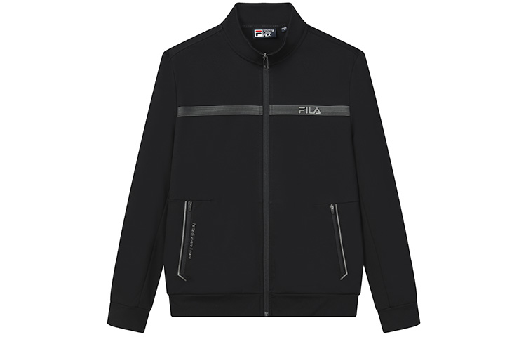FILA Striped Knit Long-Sleeve Jacket in Black F11M217505F-BK