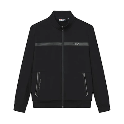 FILA Striped Knit Long-Sleeve Jacket in Black F11M217505F-BK