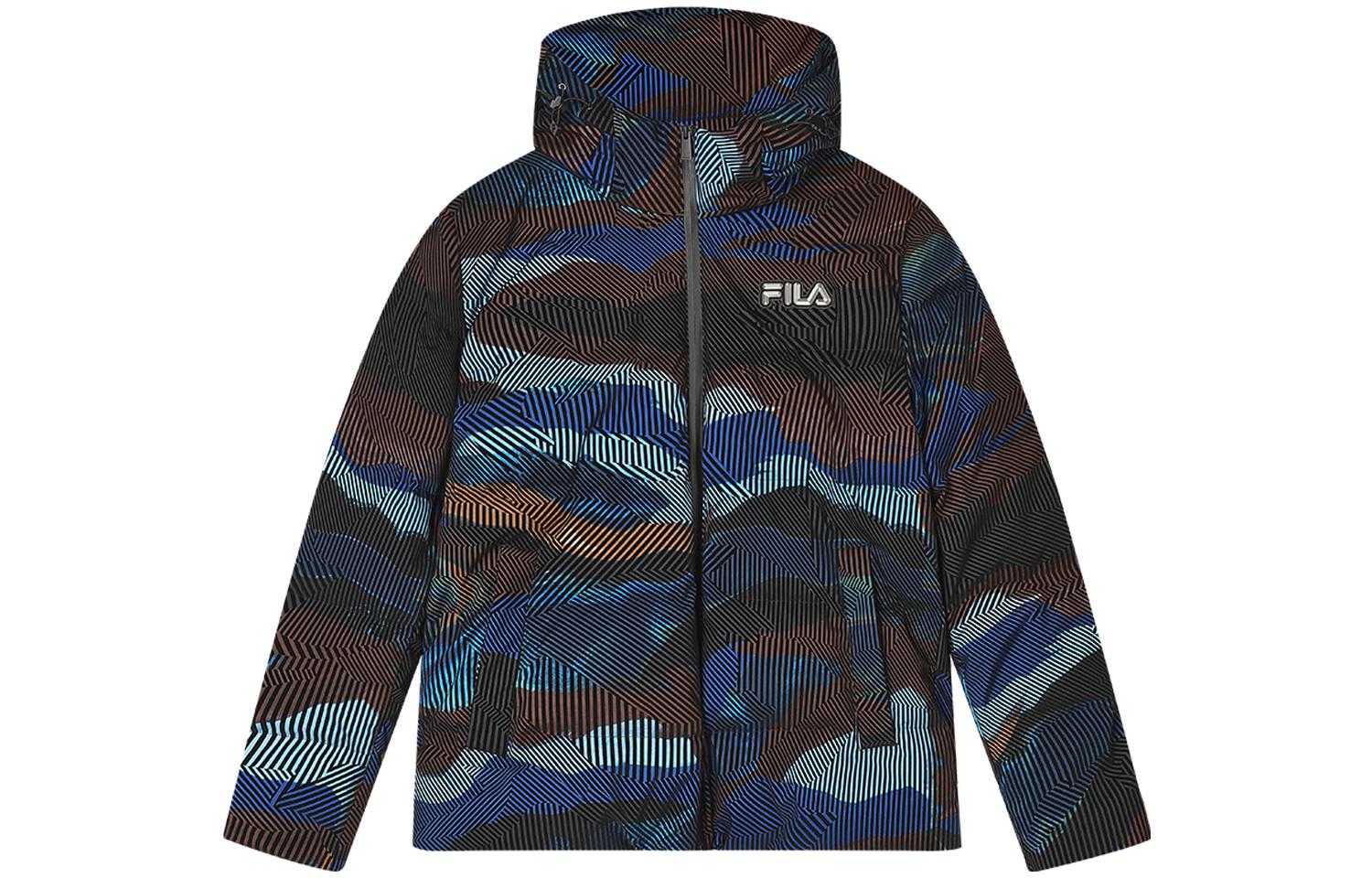 FILA Striped Logo Print Hooded Casual Down Jacket for Men. F11M348905F-ZA 圖 2