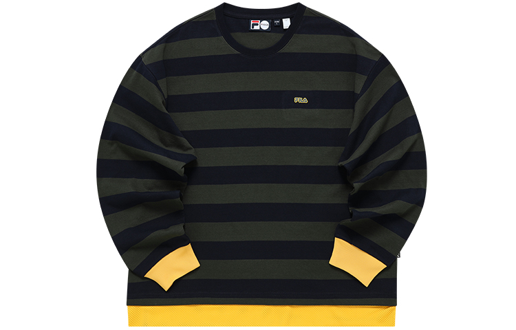 FILA Striped Pullover Sweatshirt Lime Green Casual Sportswear T81M216250F-LG