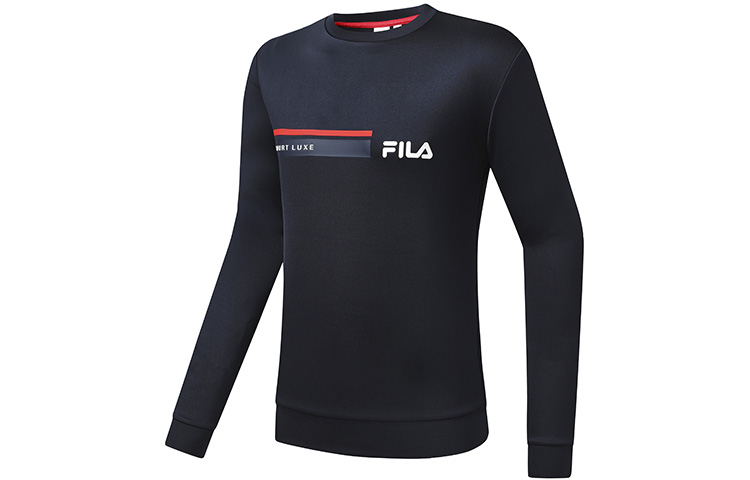 FILA Tennis Knit Pullover Sweatshirt Blue with Letter Print Design A11M313203FNV