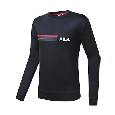 FILA Tennis Knit Pullover Sweatshirt Blue with Letter Print Design A11M313203FNV
