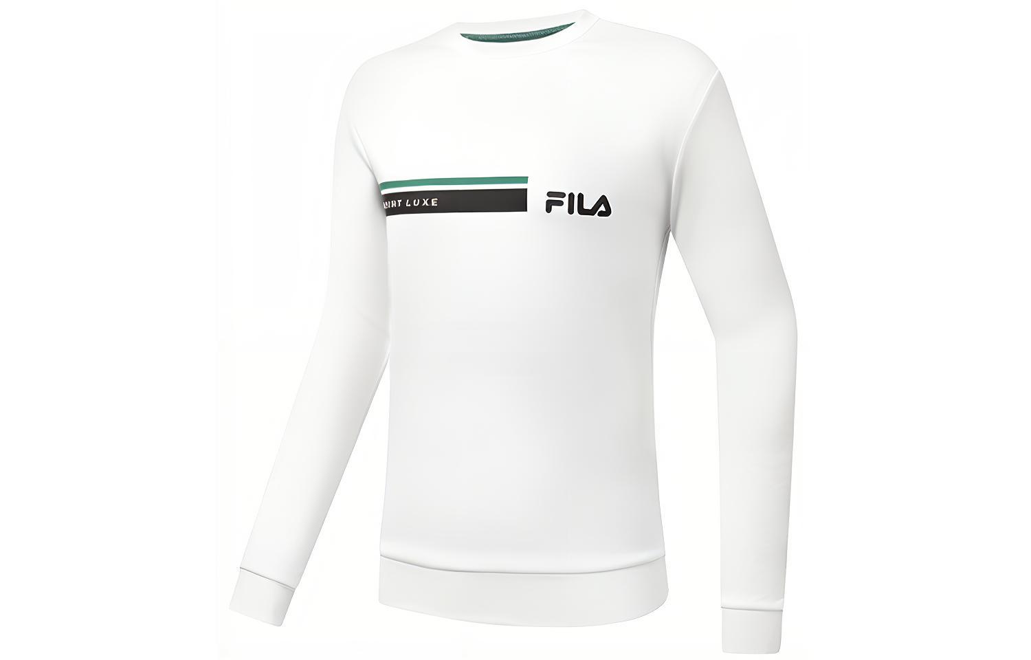 FILA Tennis Knit Pullover Sweatshirt Letter Print in Jade White A11M313203F-WT