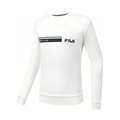 FILA Tennis Knit Pullover Sweatshirt Letter Print in Jade White A11M313203F-WT