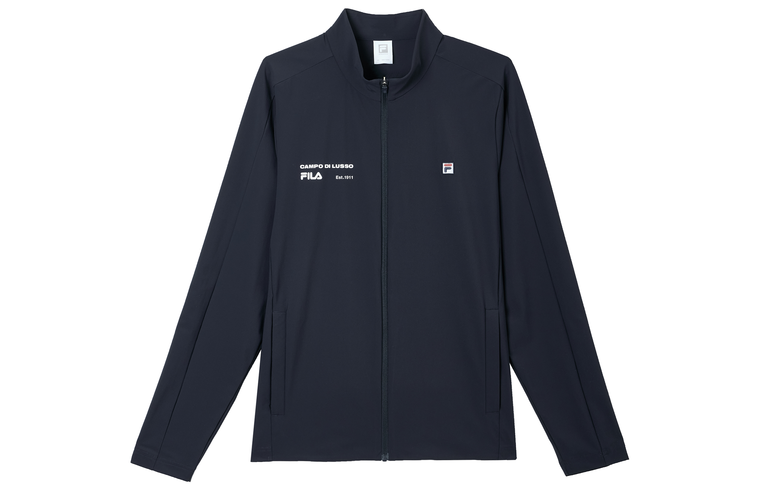 FILA Tennis Print High Collar Zip Jacket - Navy Blue A11M433504FNV