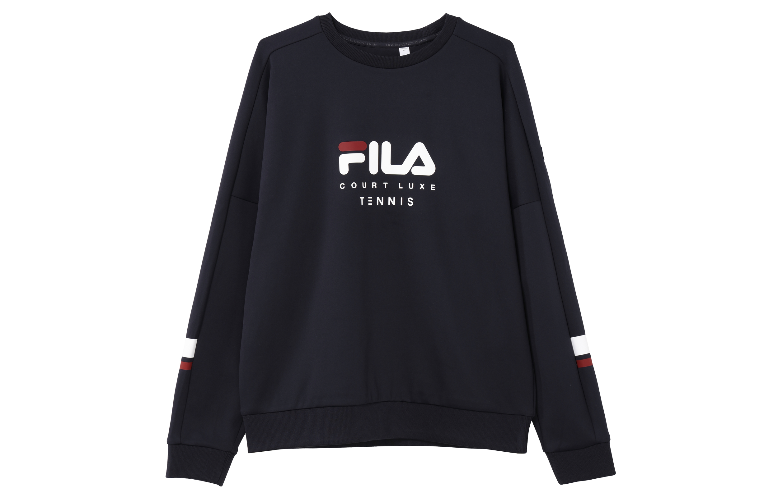 FILA Tennis Series Blue Knit Pullover Sweatshirt with Logo Print A11M333203F-NV