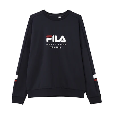 FILA Tennis Series Blue Knit Pullover Sweatshirt with Logo Print A11M333203F-NV