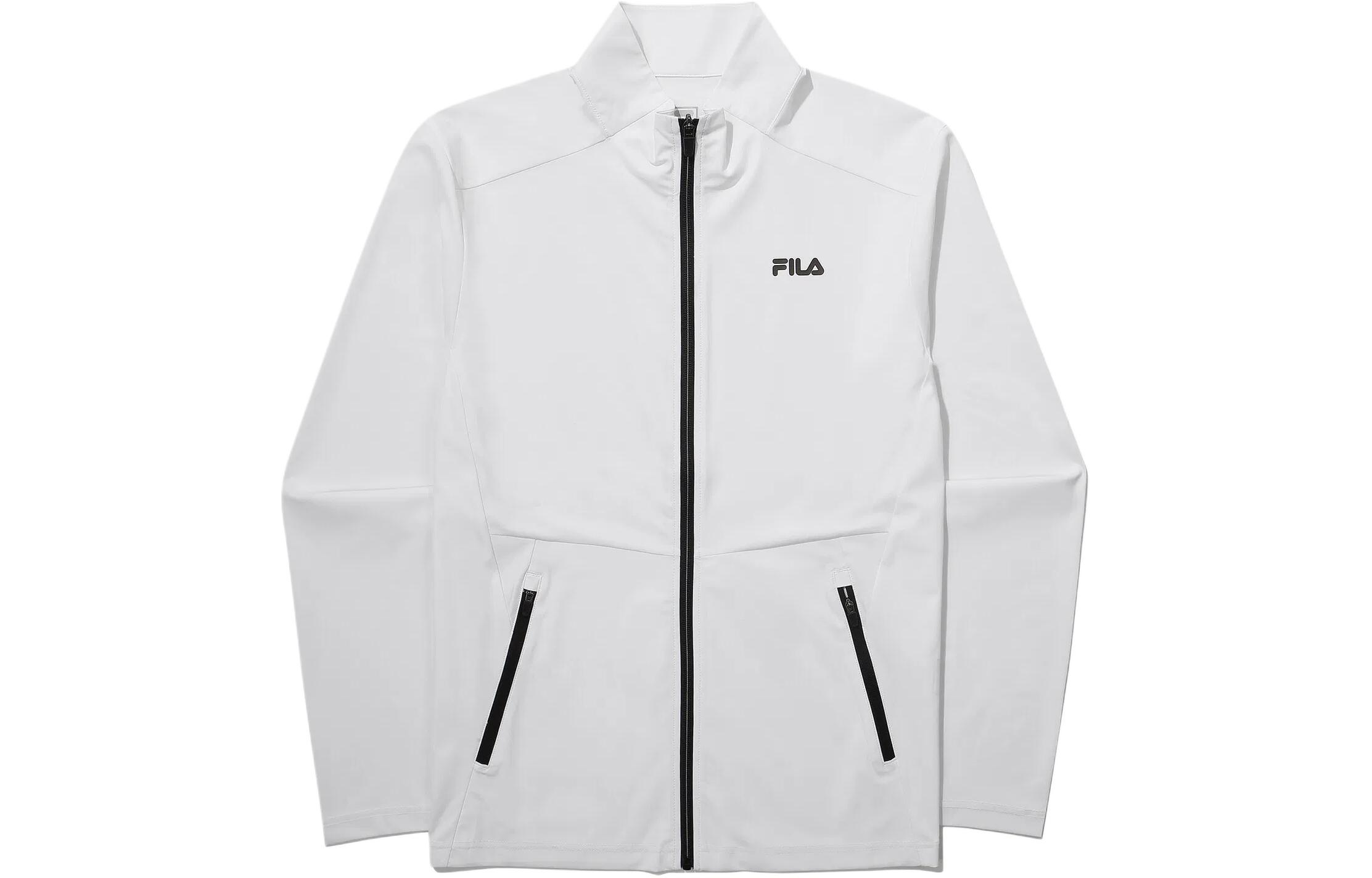 FILA Thin Solid Color Zip-Up Raglan Long Sleeve Track Jacket - White FS2FTG2201MWHI