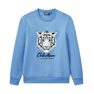 FILA Tiger Head Embroidered Crewneck Sweatshirt Provence Blue F51M048241FBU