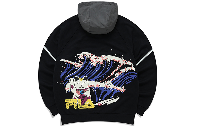 FILA Tokyo Studio Black Pullover Sweatshirt with Cartoon Print T11M146202F-BK
