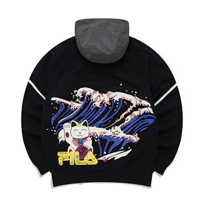 FILA Tokyo Studio Black Pullover Sweatshirt with Cartoon Print T11M146202F-BK