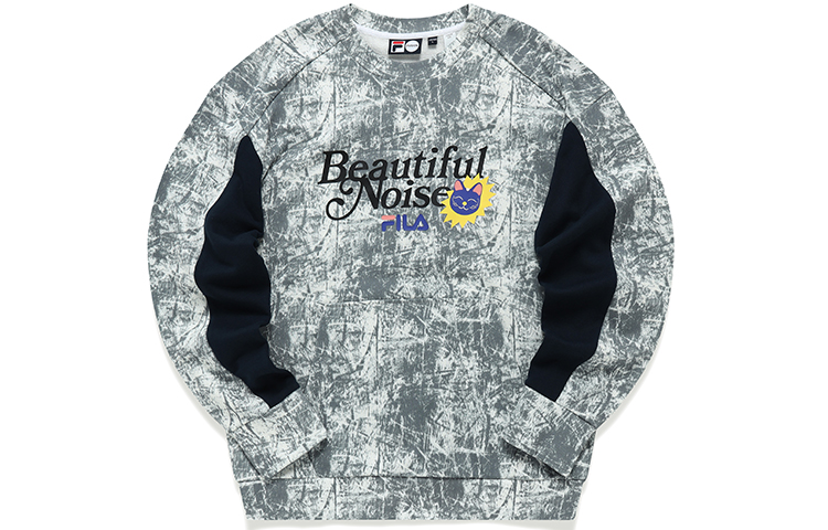 FILA Tokyo Studio Letter Print Colorblock Pullover Sweatshirt Men T11M146203F-WT